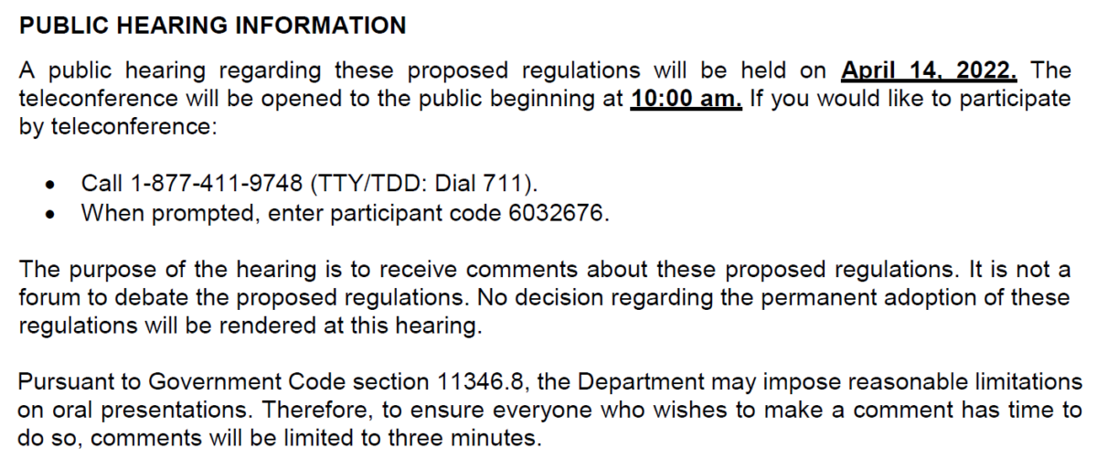 Public Hearing on CDCR’s Attempt at Permanent Early Prison Release