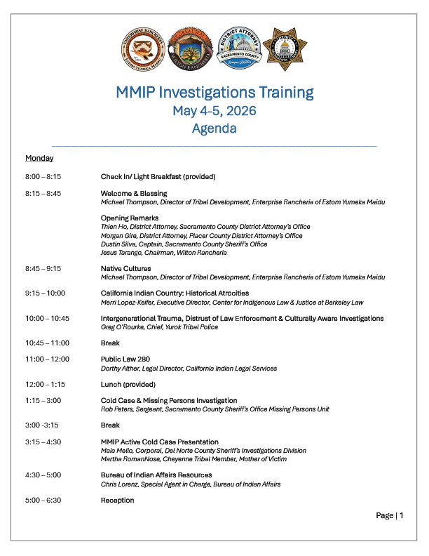 2026 MMIP Investigations Agenda