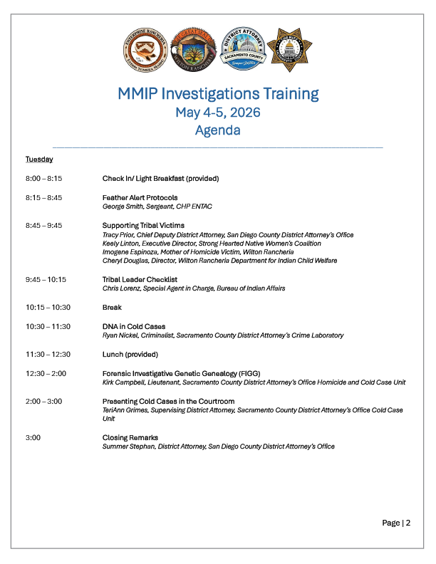 2026 MMIP Investigations Agenda